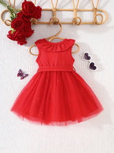 Sparkling Detail and Belt Charming Sleeveless Mesh Dress